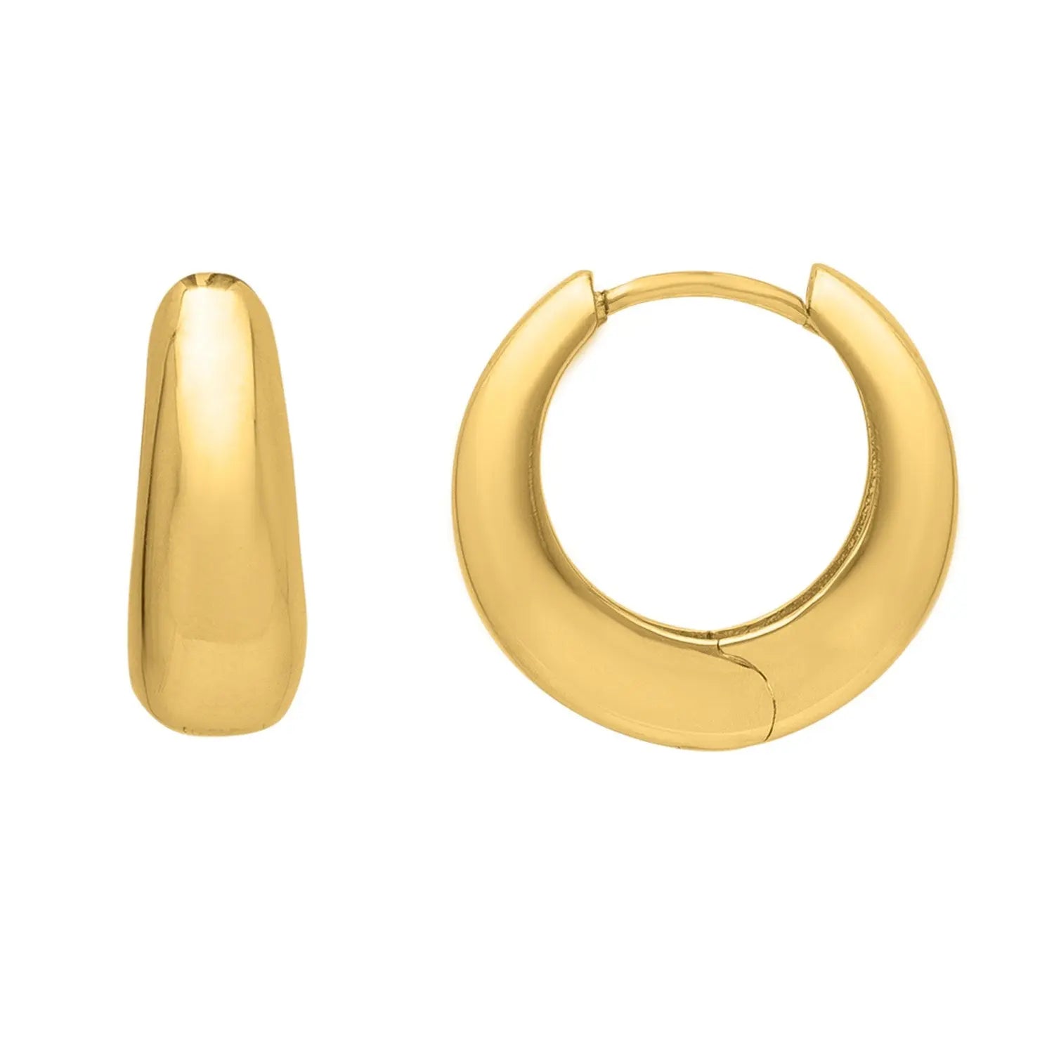 Tapered Huggie Hoop Earrings in 14K Yellow Gold RCJ Earrings  CELESTIA LUXE JEWELLERS