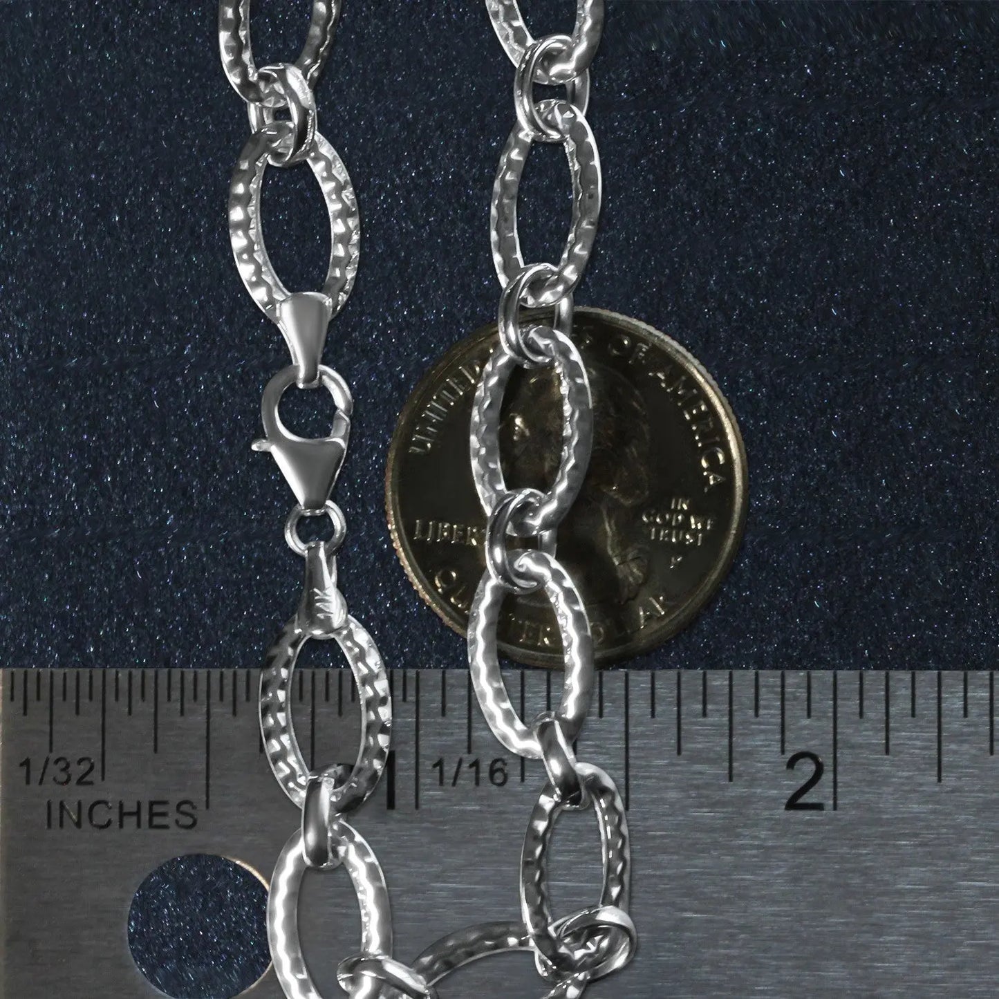Textured Oval Link Bracelet in 14k White Gold (8.60 mm) RCJ Bracelets  CELESTIA LUXE JEWELLERS