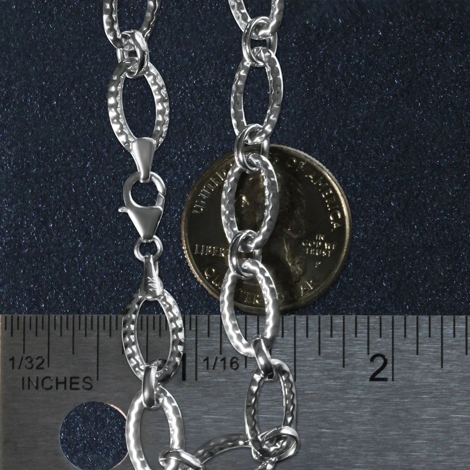 Textured Oval Link Bracelet in 14k White Gold (8.60 mm) RCJ Bracelets  CELESTIA LUXE JEWELLERS