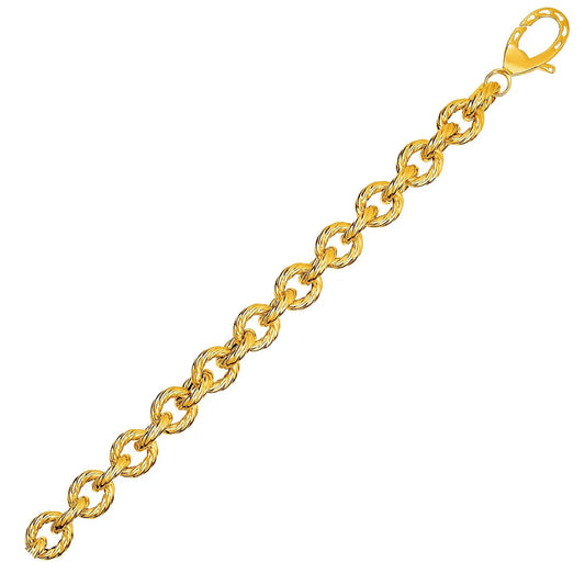 Textured Oval Link Bracelet in 14k Yellow Gold  (8.70 mm) RCJ Bracelets  CELESTIA LUXE JEWELLERS