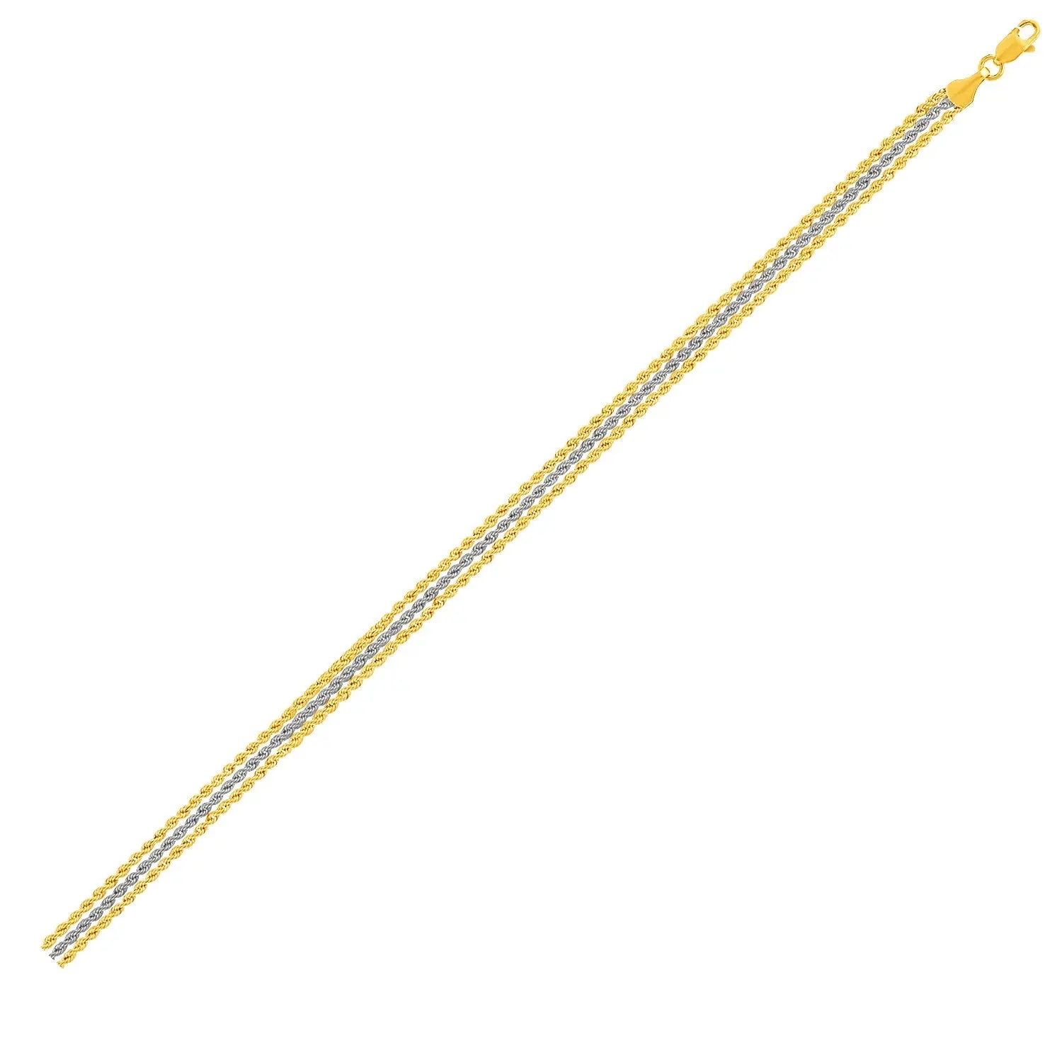 Triple Strand Rope Chain Bracelet in 10k Two Tone Gold (6.35 mm) RCJ Bracelets  CELESTIA LUXE JEWELLERS