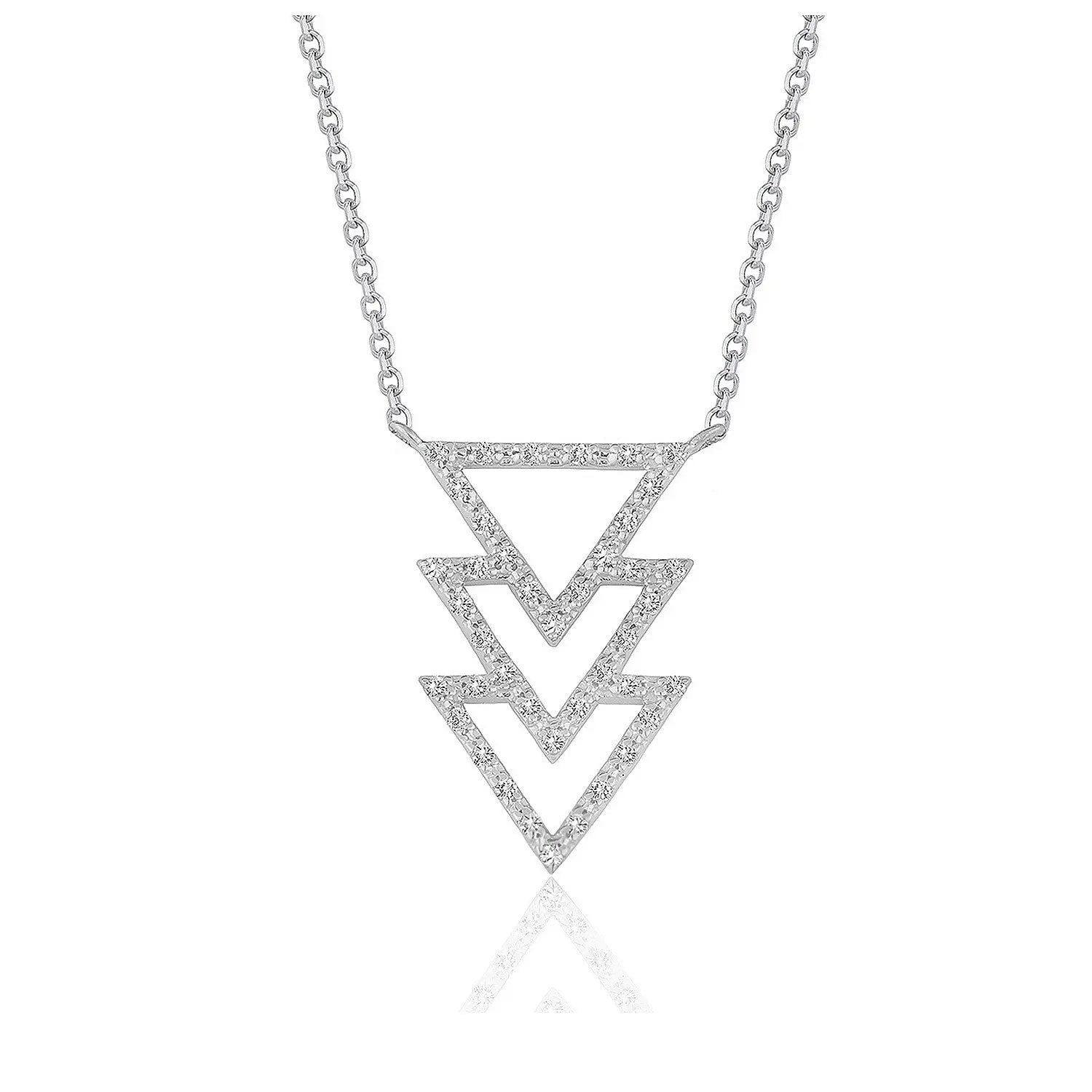 Triple Triangle Pendant with Diamonds in 14k White Gold (1/5 cttw) RCJ Necklaces  CELESTIA LUXE JEWELLERS