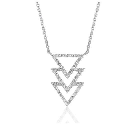 Triple Triangle Pendant with Diamonds in 14k White Gold (1/5 cttw) RCJ Necklaces  CELESTIA LUXE JEWELLERS