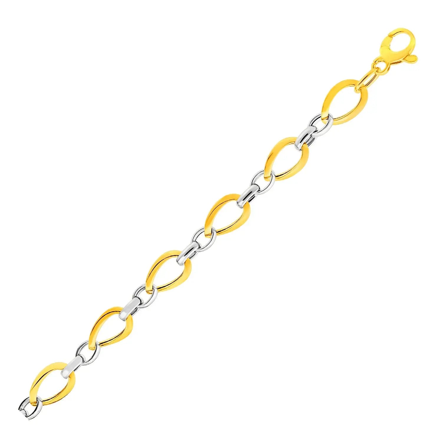 Twisted Oval Chain Bracelet in 14k Two Tone Gold (7.40 mm) RCJ Bracelets  CELESTIA LUXE JEWELLERS