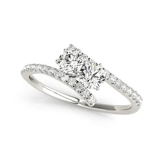 Two Stone Bypass Diamond Ring in 14k White Gold (3/4 cttw) RCJ Rings  CELESTIA LUXE JEWELLERS