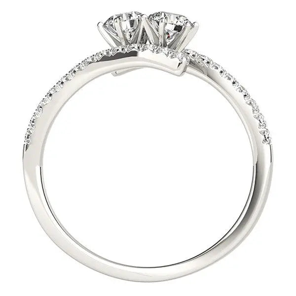 Two Stone Bypass Diamond Ring in 14k White Gold (3/4 cttw) RCJ Rings  CELESTIA LUXE JEWELLERS