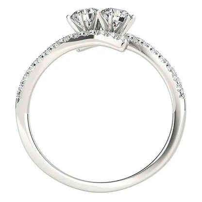 Two Stone Bypass Diamond Ring in 14k White Gold (3/4 cttw) RCJ Rings  CELESTIA LUXE JEWELLERS