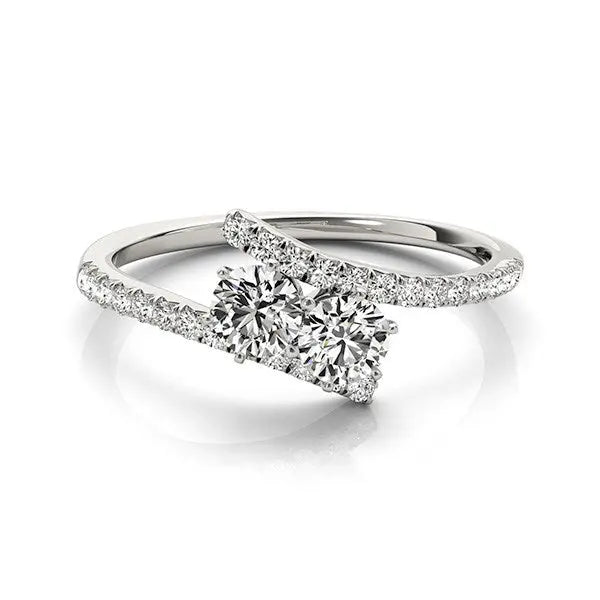Two Stone Bypass Diamond Ring in 14k White Gold (3/4 cttw) RCJ Rings  CELESTIA LUXE JEWELLERS