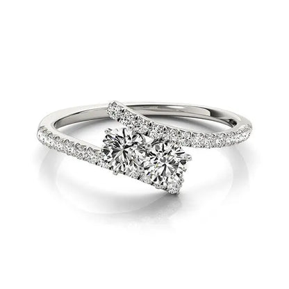 Two Stone Bypass Diamond Ring in 14k White Gold (3/4 cttw) RCJ Rings  CELESTIA LUXE JEWELLERS