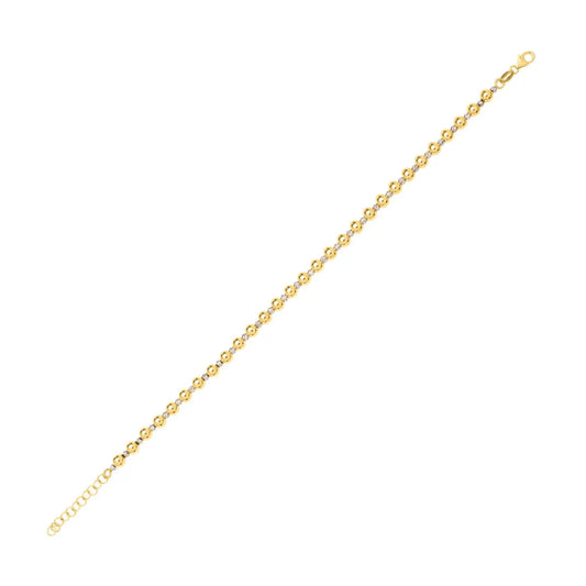 Two Tone Beaded Chain Bracelet in 14K Gold (4.00 mm) RCJ Bracelets  CELESTIA LUXE JEWELLERS