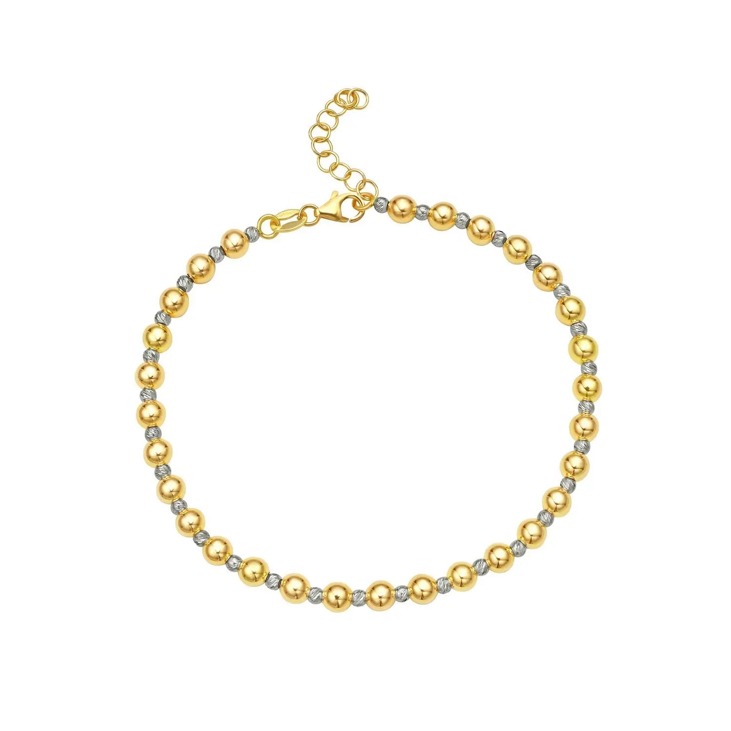 Two Tone Beaded Chain Bracelet in 14K Gold (4.00 mm) RCJ Bracelets  CELESTIA LUXE JEWELLERS