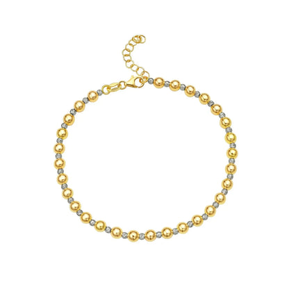 Two Tone Beaded Chain Bracelet in 14K Gold (4.00 mm) RCJ Bracelets  CELESTIA LUXE JEWELLERS