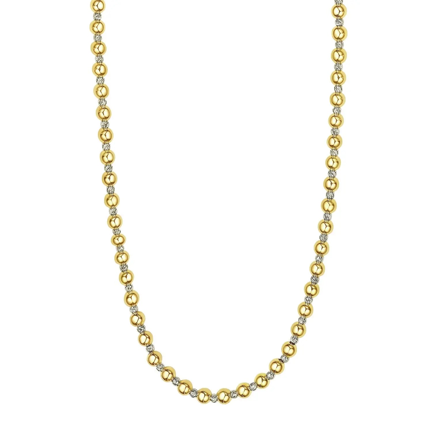 Two Tone Beaded Chain Necklace in 14K Gold RCJ Necklaces  CELESTIA LUXE JEWELLERS