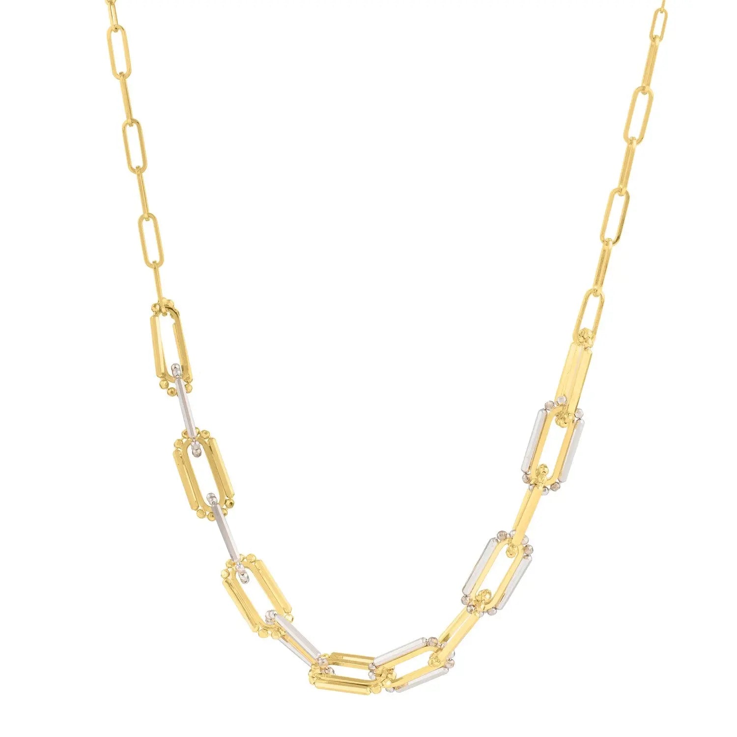 Two Tone Pallina Paperclip Necklace in 14K Gold RCJ Necklaces  CELESTIA LUXE JEWELLERS