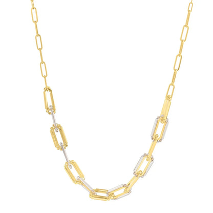 Two Tone Pallina Paperclip Necklace in 14K Gold RCJ Necklaces  CELESTIA LUXE JEWELLERS
