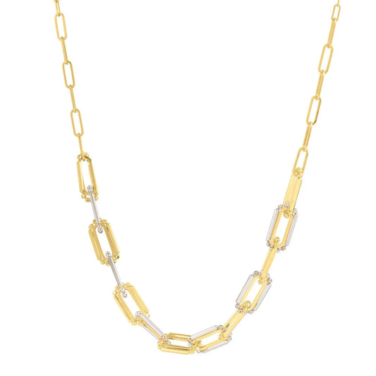 Two Tone Pallina Paperclip Necklace in 14K Gold RCJ Necklaces  CELESTIA LUXE JEWELLERS