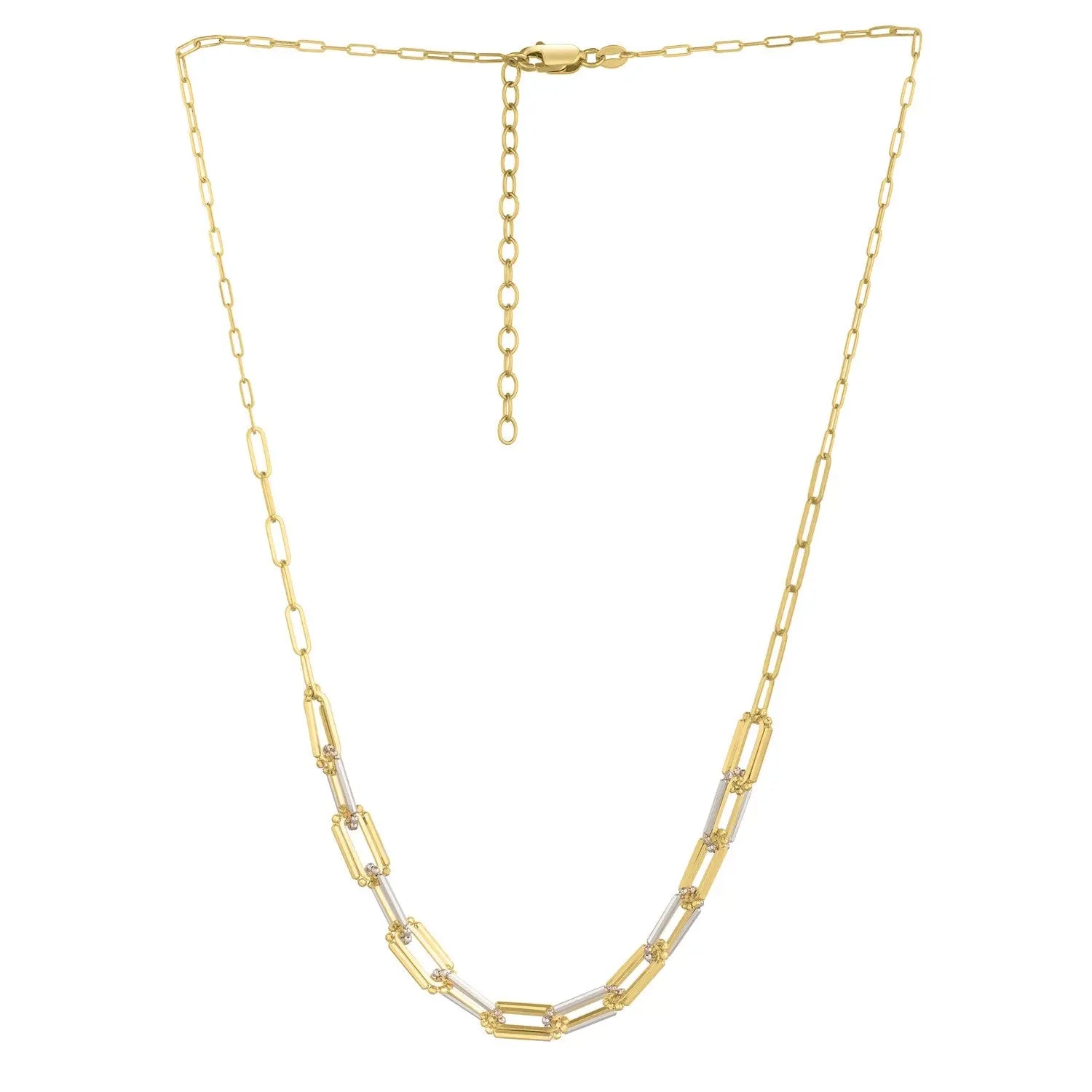 Two Tone Pallina Paperclip Necklace in 14K Gold RCJ Necklaces  CELESTIA LUXE JEWELLERS