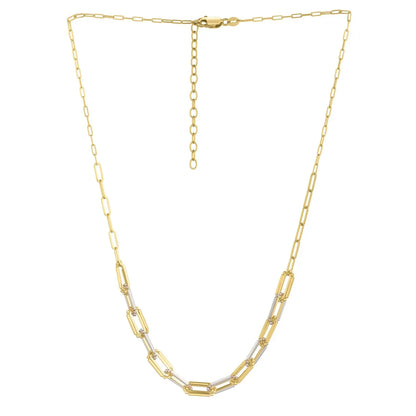 Two Tone Pallina Paperclip Necklace in 14K Gold RCJ Necklaces  CELESTIA LUXE JEWELLERS