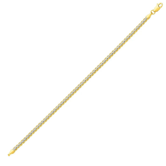 Two-Toned Fine Wheat Chain Bracelet in 10k Yellow and White Gold (3.00 mm) RCJ Bracelets  CELESTIA LUXE JEWELLERS