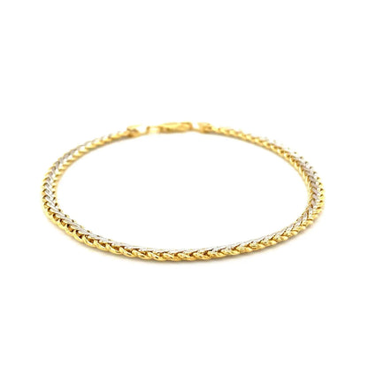 Two-Toned Fine Wheat Chain Bracelet in 10k Yellow and White Gold (3.00 mm) RCJ Bracelets  CELESTIA LUXE JEWELLERS