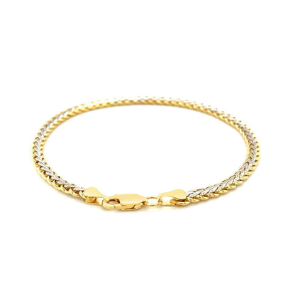 Two-Toned Fine Wheat Chain Bracelet in 10k Yellow and White Gold (3.00 mm) RCJ Bracelets  CELESTIA LUXE JEWELLERS