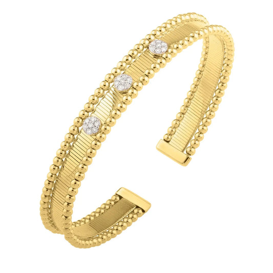 Two Toned Pallina Cuff Bangle in 14K Gold (9.00 mm) RCJ Bangles  CELESTIA LUXE JEWELLERS
