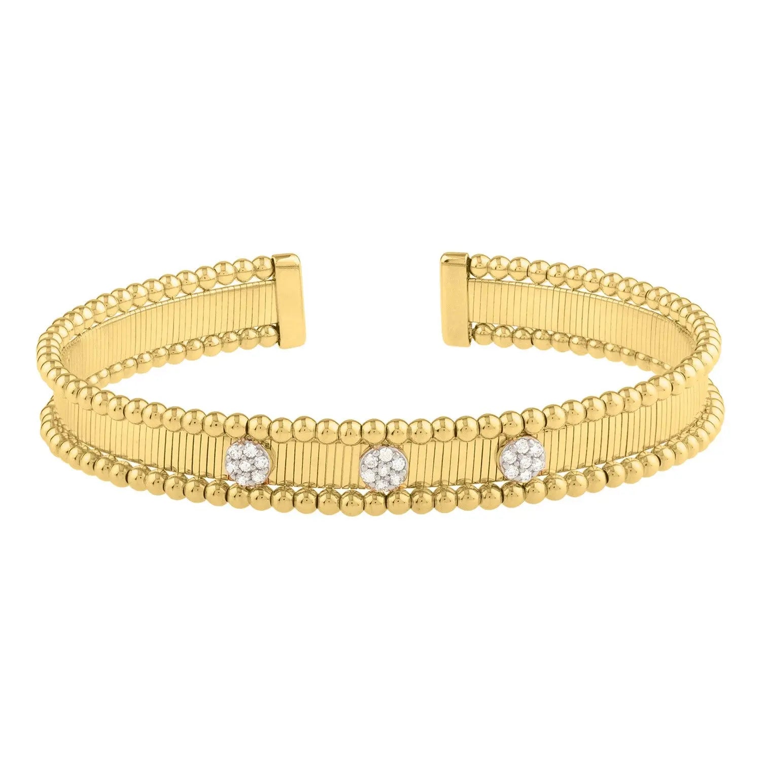 Two Toned Pallina Cuff Bangle in 14K Gold (9.00 mm) RCJ Bangles  CELESTIA LUXE JEWELLERS